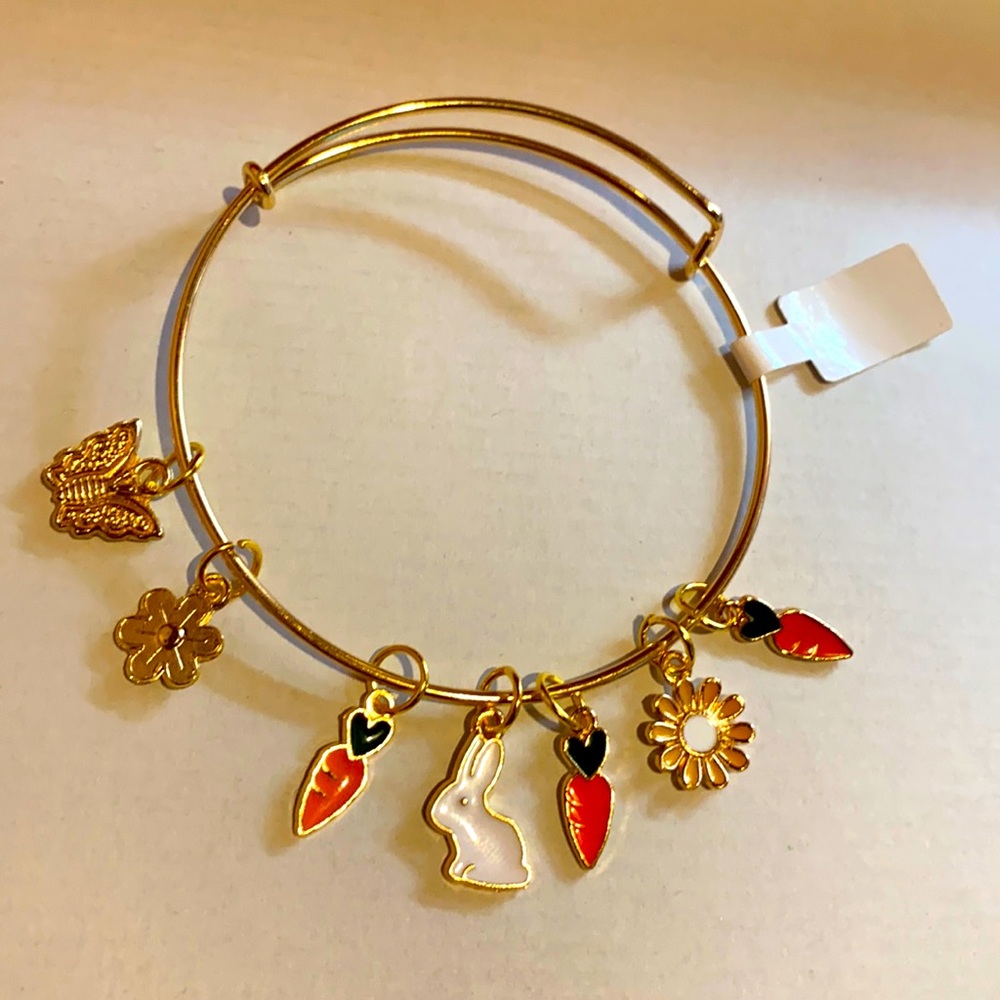 “Spring Easter Bunny” Gold Expandable Bracelet